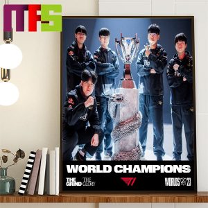 SK Telecom T1 World Champions League of Legends Worlds 2023 Home Decor Poster Canvas