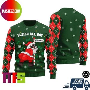 Santa Sleigh All Day Funny Ugly Christmas Sweater