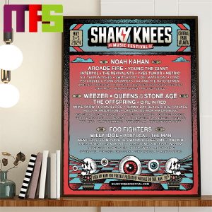 Shaky Knees Music Festival 2024 Atlanta Central Park Georgia Band List Home Decor Poster Canvas