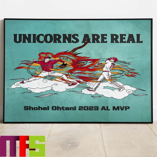 Shohei Ohtani 2023 AL MVP Unicorns Are Real Home Decor Poster Canvas