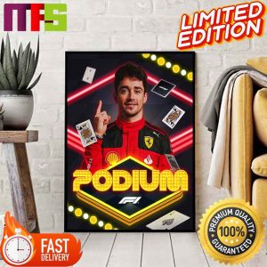 Simply Sensational Charles Leclerc A Well-Deserved Podium For The Scuderia Ferrari F1 Driver In Las Vegas GP 2023 Home Decor Poster