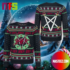 Slayer Band Weath Logo Snowflake Pattern Holiday Ugly Christmas Sweater