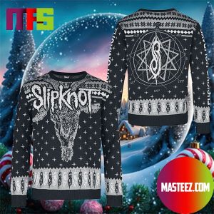 Slipknot Goat Head Mascot And Logo Pattern For Holiday Ugly Christmas Sweater