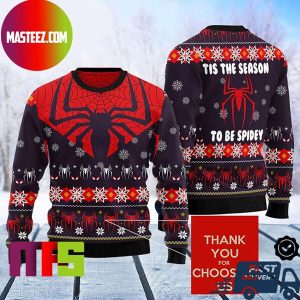 Spider Man Tis The Season To Spidey Spider Pattern For Holiday Ugly Christmas Sweater