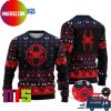 Spiderman Santa Kissing Black And Red Pattern Funny Ugly Christmas Sweater