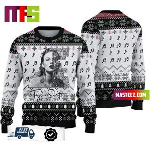 Taylor Swift All Album Black And White Pattern For Holiday Ugly Christmas Sweater