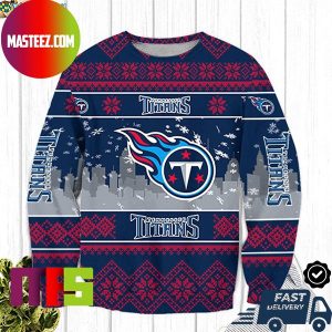 Tennessee Titans Big Logo Snowflake Pattern Unique Design For Holiday Ugly Christmas Sweater