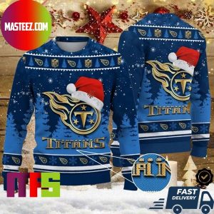 Tennessee Titans Christmas Hat Titans Logo Pattern Ugly Christmas Sweater