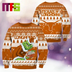 Texas Longhorns NCAA Grinch Funny Best For Holiday Christmas Ugly Sweater