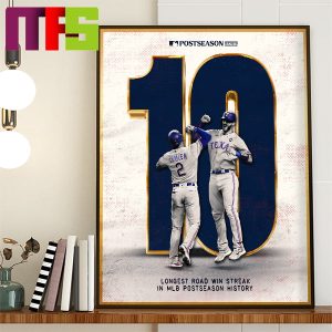 Texas Rangers Longest Road Win Streak in MLB Postseason History Home Decor Poster Canvas