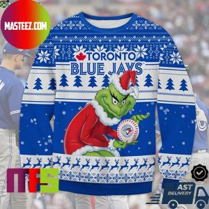 Toronto Blue Jays MLB Grinch Snowflake Pattern For Holiday Ugly Christmas Sweater