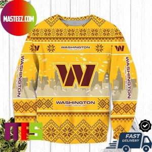 Washington Commanders Big Logo Snowflake Pattern Ugly Christmas Sweater