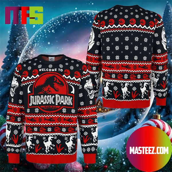 Welcome To Jurassic Park Logo Snowflake Pattern Best For Holiday Ugly Christmas Sweater