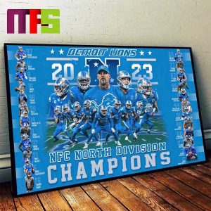 2023 NFC North Division Champions Detroit Lions Team Roster Home Decor Poster Canvas