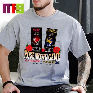 Alabama Crimson Tide Vs Michigan Wolverines 2024 Rose Bowl Game Head To Head Roll Tide Vs Hail To The Victors CFP Classic T-Shirt