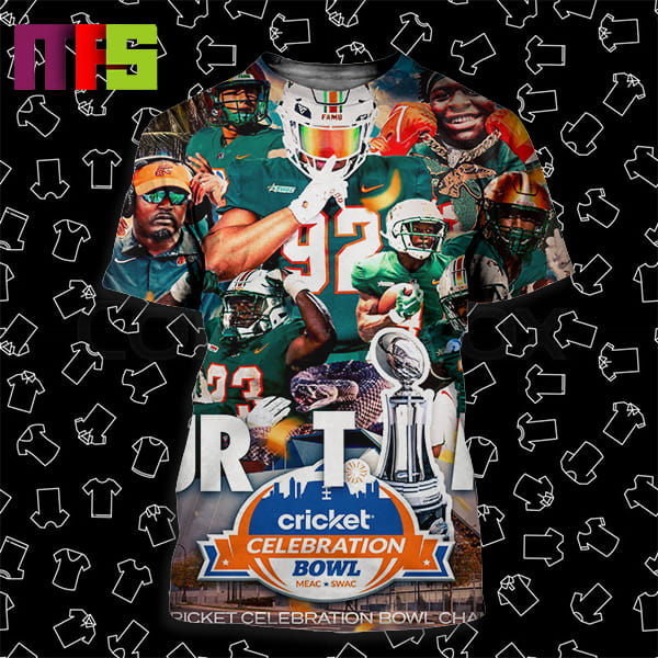 Florida A&M Rattlers 2023 Cricket Celebration Bowl Champions All Over Print Shirt