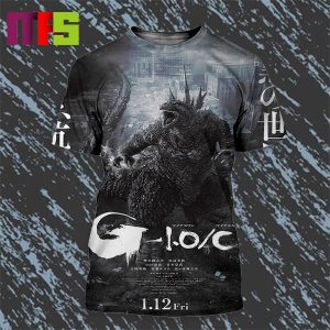 Godzilla Minus One Black And White Version Japanese Poster All Over Print Shirt Godzilla Minus One Black And White Version Japanese Poster All Over Print Shirt
