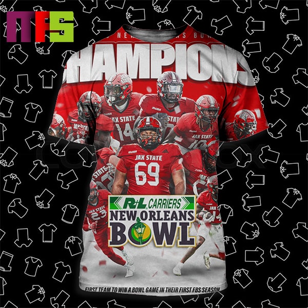 Jacksonville State Gamecocks 2023 New Orleans Bowl Champions All Over Print Shirt