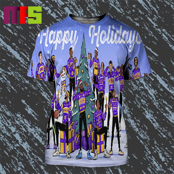 Los Angeles Lakers Lakers Family Happy Holidays Merry Christmas All Over Print Shirt