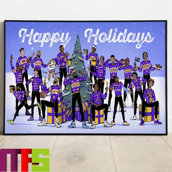 Los Angeles Lakers Lakers Family Happy Holidays Merry Christmas Home Decor Poster Canvas