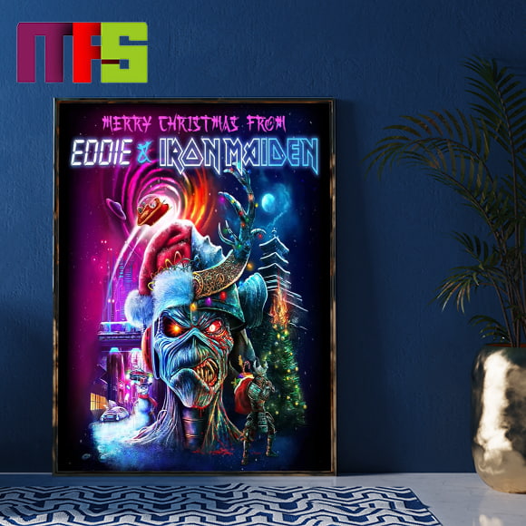 Merry Christmas From Eddie And Iron Maiden Home Decor Poster Canvas