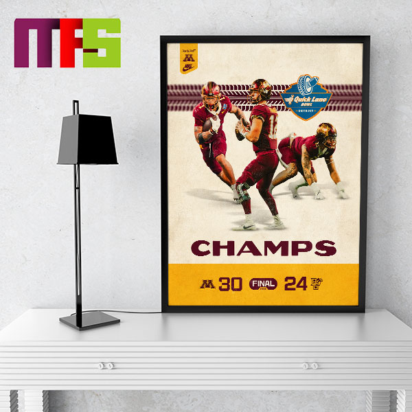 Minnesota Golden Gophers 2023 Quick Lane Bowl Champions Home Decor Poster Canvas