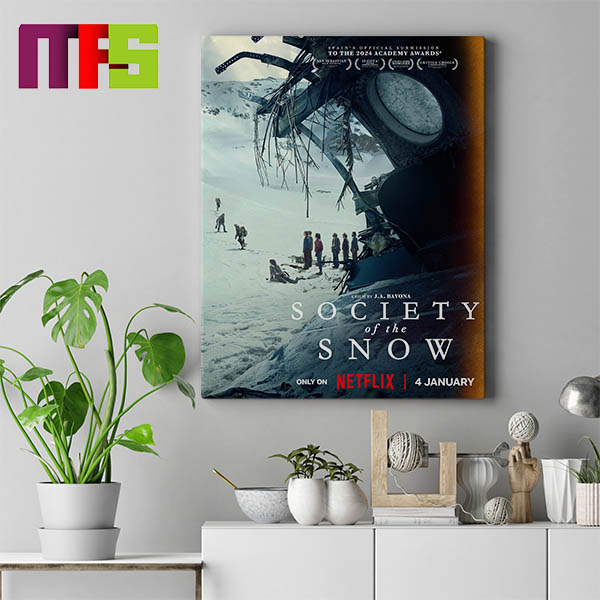 New poster for J.A. Bayona’s Society Of The Snow Releasing January 4 On Netflix Home Decor Poster Canvas