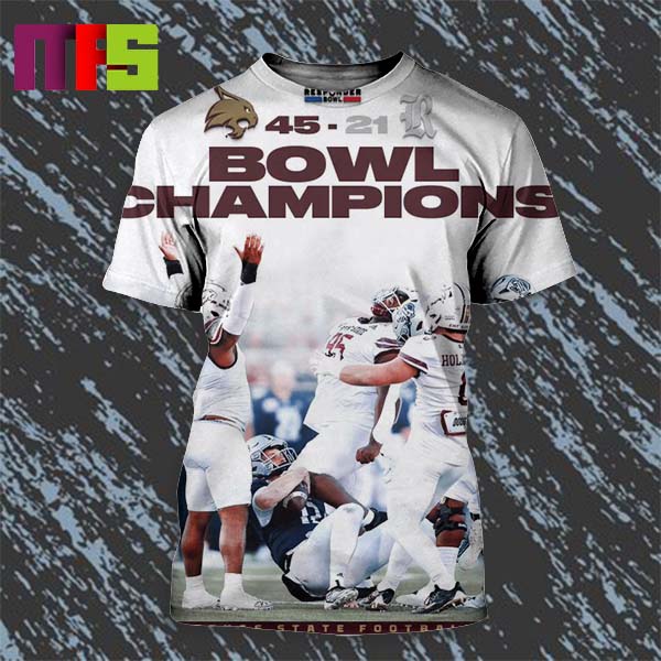 Texas State Bobcats 2023 First Responder Bowl Champions All Over Print Shirt