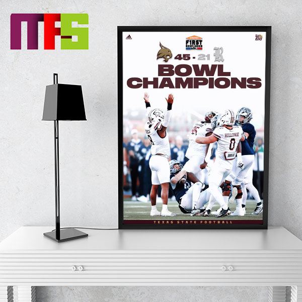 Texas State Bobcats 2023 First Responder Bowl Champions Home Decor Poster Canvas