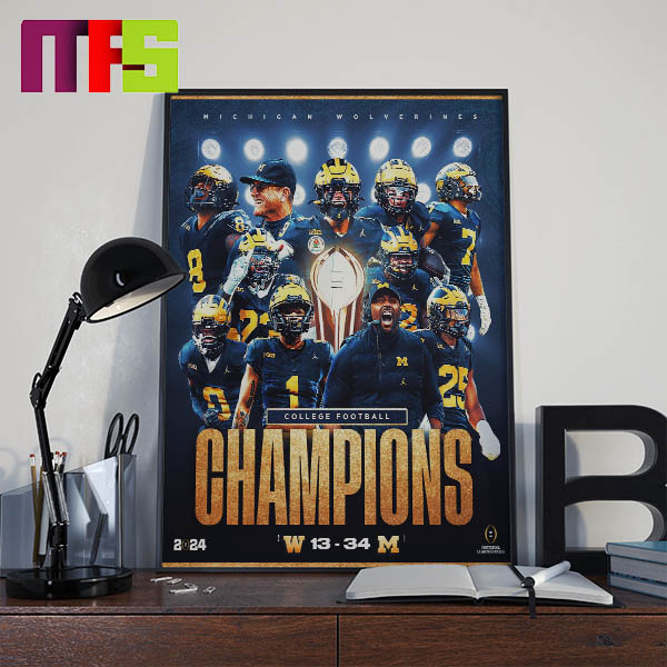 2024 College Football Playoff National Champions Michigan Wolverines Home Decor Poster Canvas