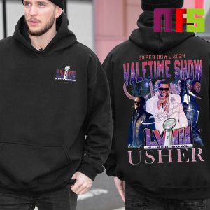 2024 Super Bowl LVIII Halftime Show Usher Signature Two Sided Classic Hoodie Merch Shirt