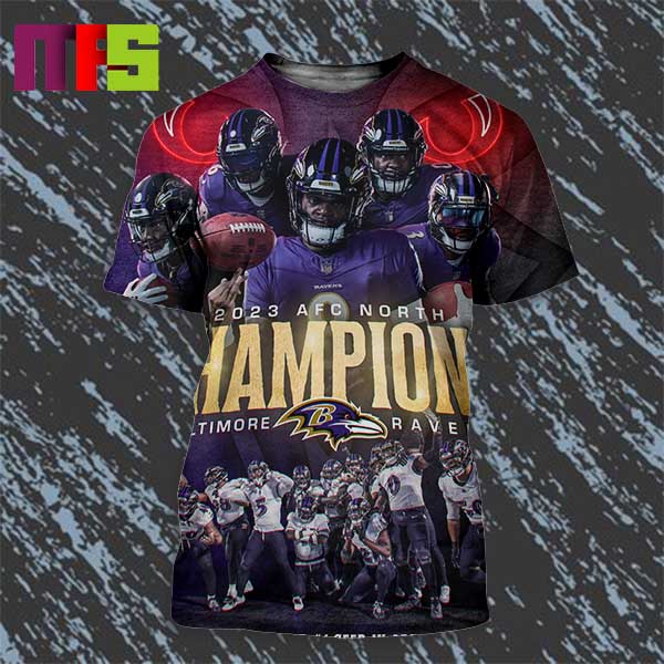Baltimore Ravens 2023 AFC North Champions All Over Print Shirt