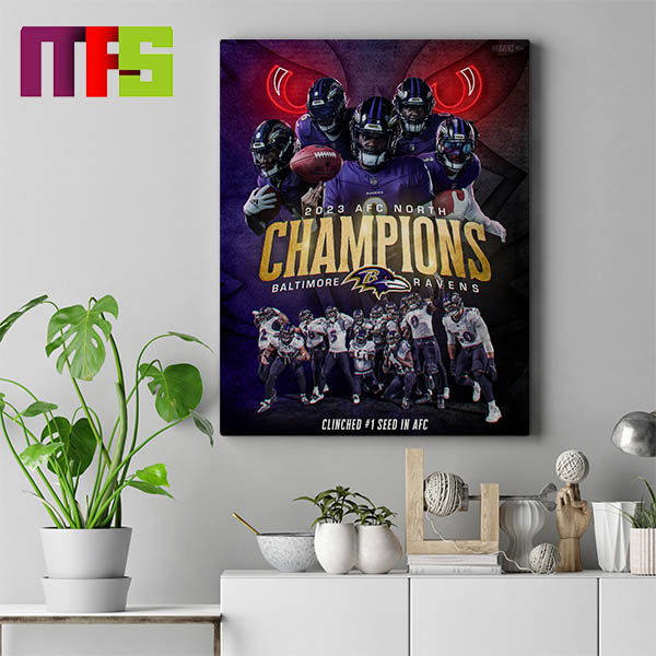 Baltimore Ravens 2023 AFC North Champions Home Decor Poster Canvas