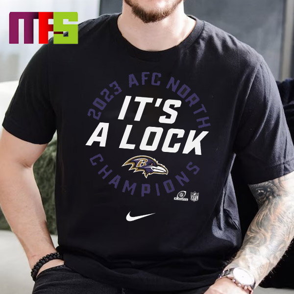 Baltimore Ravens Nike 2023 AFC North Division Champions Locker Room Trophy Collection It’s A Lock T-Shirt