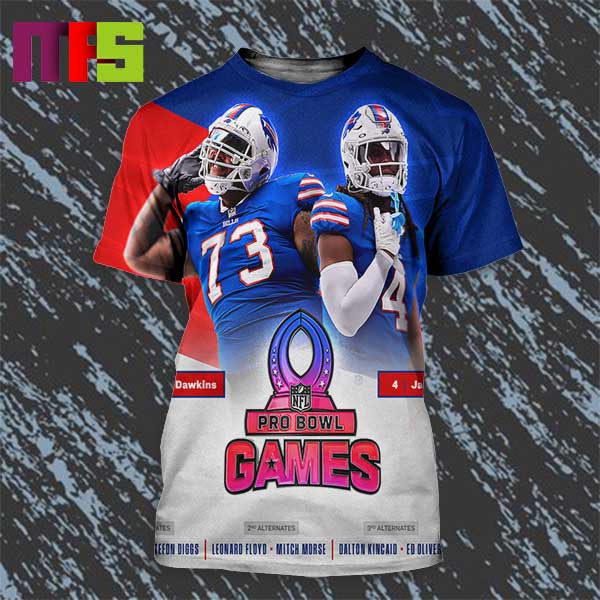 Buffalo Bills James Cook And Dion Dawkins Named To AFC 2024 Pro Bowl Roster All Over Print Shirt