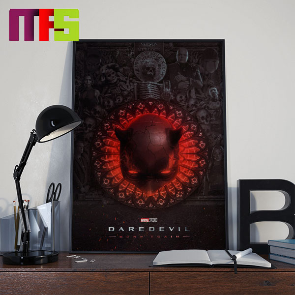 Daredevil Born Again Red Fire Daredevil Mask Skulls Home Decor Poster Canvas