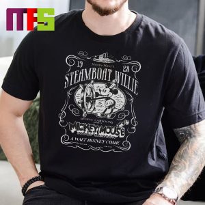 Disney 100 Steamboat Willie Mickey Mouse 1928 Sound Cartoon Retro Poster Vintage T-Shirt