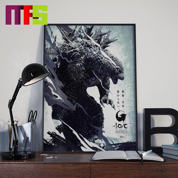 Godzilla Minus One Minus Color Black And White Version Poster Starting January 26th Home Decor Poster Canvas