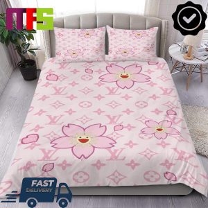 Louis Vuitton Cherry Blossom Murakami Flowers Pink Luxury Bedding Set