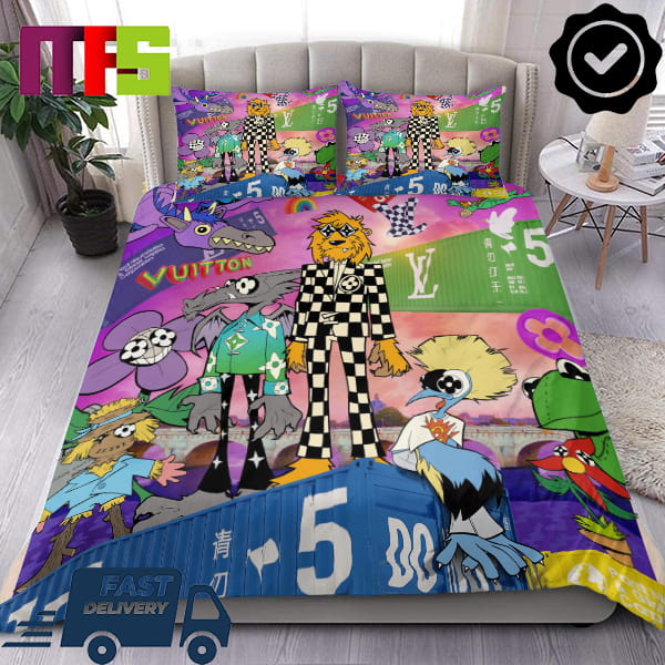Louis Vuitton Collection With Cartoon Characters Zoooom With Friends Luxury Bedding Set
