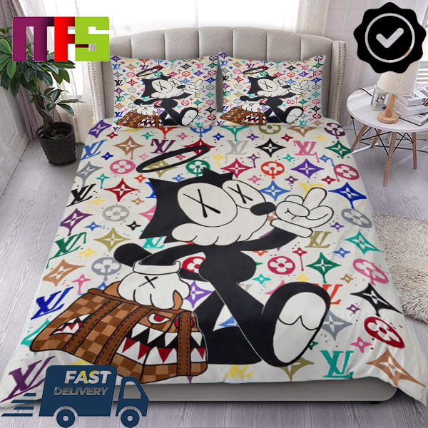 Louis Vuitton Felix The Cat Halo Angel With Colorful Logo Pattern Luxury Bedding Set