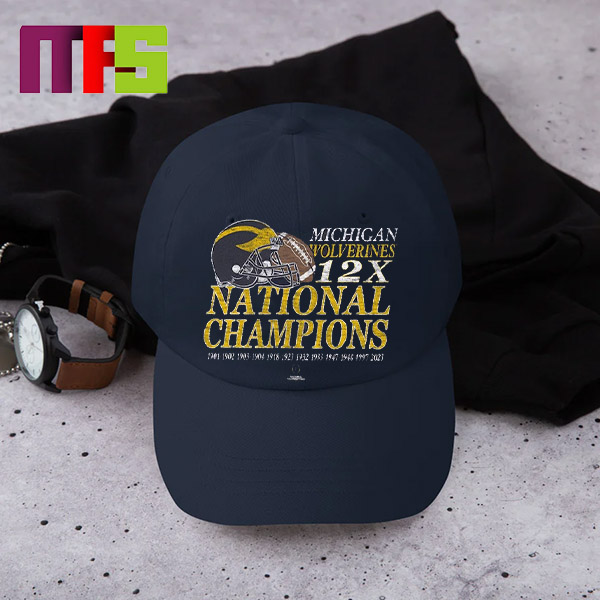 Michigan Wolverines 12 Time National Champions Vintage Helmet Classic Hat Cap