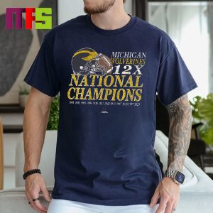 Michigan Wolverines 12 Time National Champions Vintage Helmet Classic T-Shirt