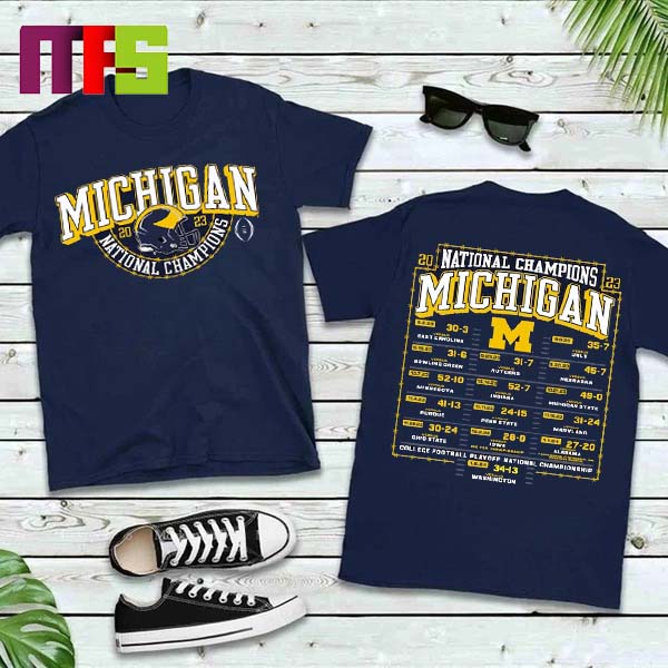 Michigan Wolverines 2023-2024 CFP National Champions All Match Wins To Be National Champions Essentials T-Shirt