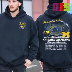 Michigan Wolverines 2023-2024 National Champions Undefeated Hail To The Victors Stadium Hoodie Shirt