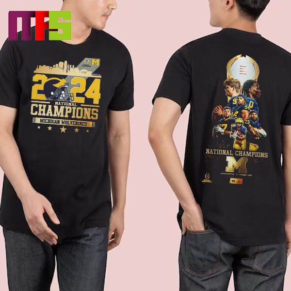 Michigan Wolverines 2024 CFP National Champions Trophy Two Sided Classic T-Shirt