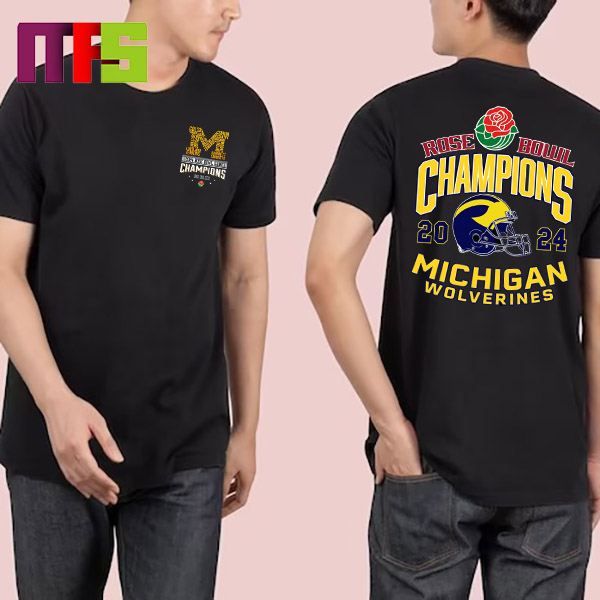 Michigan Wolverines 2024 Rose Bowl Champions CFP Helmet Two Sided Classic T-Shirt