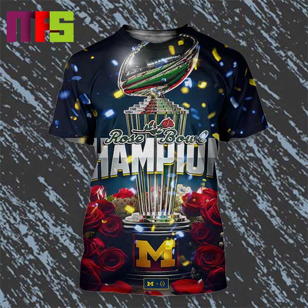 Michigan Wolverines 2024 Rose Bowl Champions Poster All Over Print Shirt