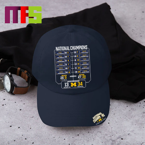 Michigan Wolverines CFP 2023-2024 National Champions Schedule Road To Champions Classic Hat Cap