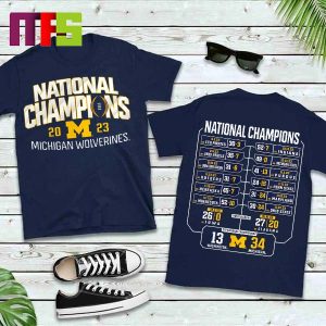 Michigan Wolverines CFP 2023-2024 National Champions Schedule Road To National Champions Classic T-Shirt